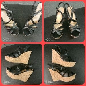 EUC!! Black Wedge Heels - Size 8.5M